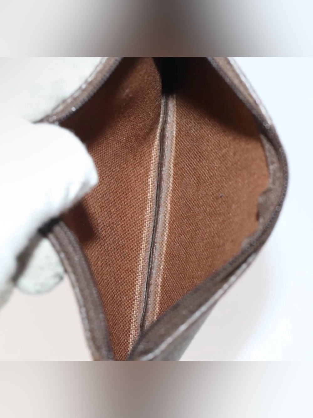Celine Brown Monogram Bucket Bag with Tan Trim and Matching Pouch - Picture 9 of 16